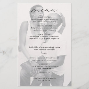 Menu Mariage Budget Élégant Photo Simple Chic