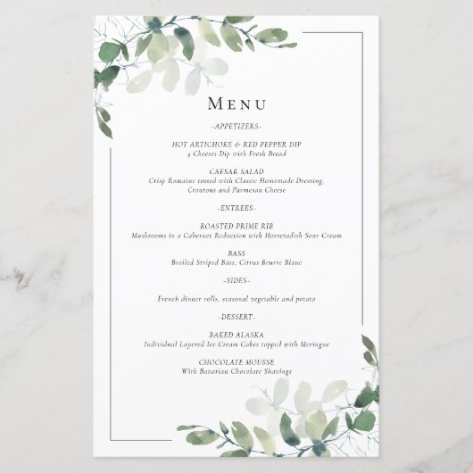 Menu Mariage BUDGET Eucalyptus (Devant)