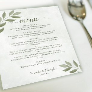 Menu Mariage Budget Feuille Sage Green