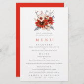 Menu Mariage Budget Floraux rouges Folift (Devant / Derrière)
