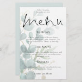 Menu Mariage Budget Modern Eucalyptus Script (Devant / Derrière)