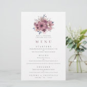Menu Mariage Budget Purple Berry Pink Florals (Debout devant)