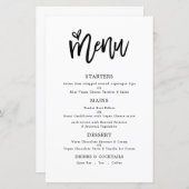 Menu Mariage Budget Trendy Artsy Script Texte uniq (Devant / Derrière)