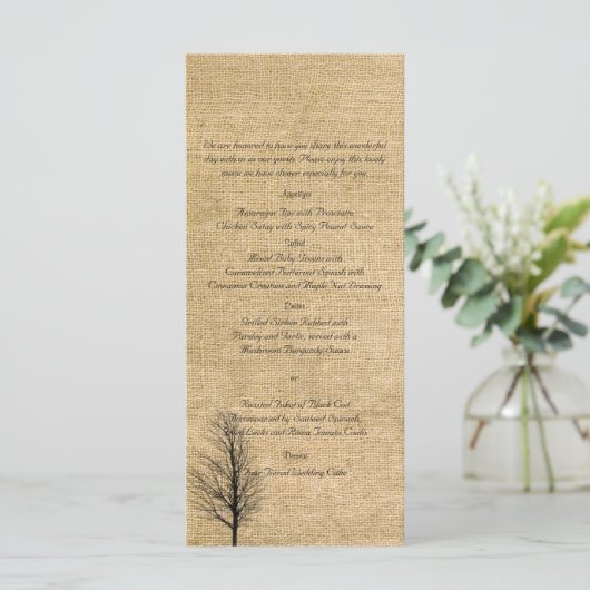 Menu Mariage Burlap and Birch Posh (Debout devant)