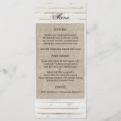 Menu Mariage Burlap de cadre rustique blanc (Devant)