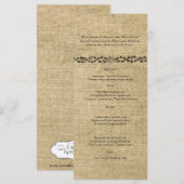 Menu Mariage Burlap Ouest (Devant / Derrière)