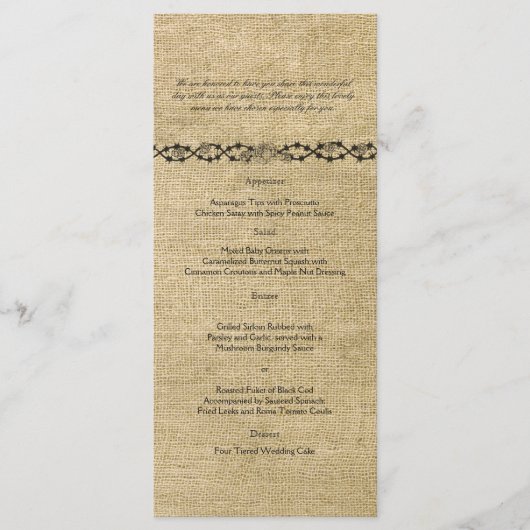 Menu Mariage Burlap Ouest (Devant)