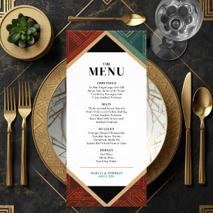 Menu Mariage Cadre de Diamant Géométrique Art Déco Mode