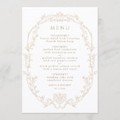 Menu Mariage Cadre Floral Orné de Sable (Devant)
