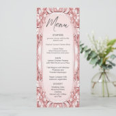 Menu Mariage Cadre Floral Rose (Debout devant)