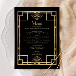 Menu Mariage Cadre Noir Or Déco des Années 1920