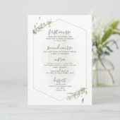 Menu Mariage Cadre Or Vert Foliage Moderne (Debout devant)