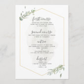 Menu Mariage Cadre Or Vert Foliage Moderne (Devant)