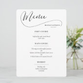 Menu Mariage calligraphié élégant et romantique (Debout devant)