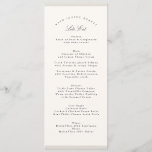 Menu Mariage Calligraphié Élégant Minimaliste