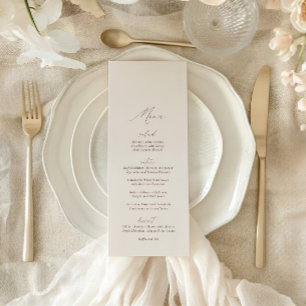 Menu Mariage calligraphié élégant moderne ivoire