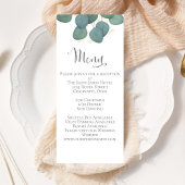 Menu mariage Calligraphie Eucalyptus Vert