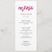 Menu Mariage calligraphie moderne (Devant)
