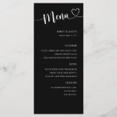 Menu Mariage calligraphié moderne noir et blanc (Devant)