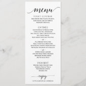 Menu Mariage Calligraphie romantique | 4 x 9 | Noi (Devant)