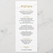 Menu Mariage Calligraphie romantique | 4 x 9 | Or (Devant)