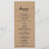 Menu Mariage Calligraphie Simple Faux Kraft (Devant)