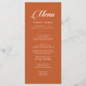 Menu Mariage Calligraphié Terracotta Chic Classique (Devant)