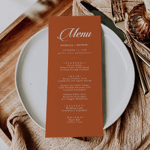 Menu Mariage Calligraphié Terracotta Chic Classique