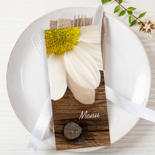 Menu Mariage campagnard blanc de marguerite et gra