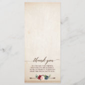 Menu Mariage campagnard de Boho Rustique Floral de la m (Dos)