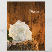Menu Mariage campagnard en bois d'Hydrangea blanc  (Devant)