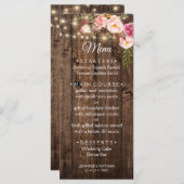 Menu Mariage campagnard Floral Boho rustique (Devant / Derrière)