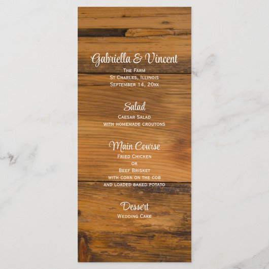 Menu Mariage campagnard Orange Daisy et Horseshoe (Dos)