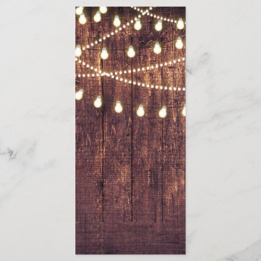 Menu Mariage campagnard Rustic Wood & String Light (Dos)