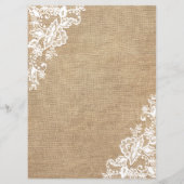 Menu Mariage campagnard Rustique Burlap Et Dentelle (Dos)