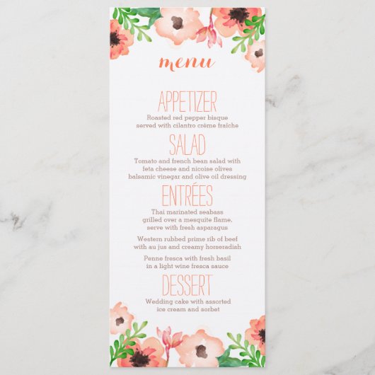 Menu Mariage Canopée Aquarelle (Devant)
