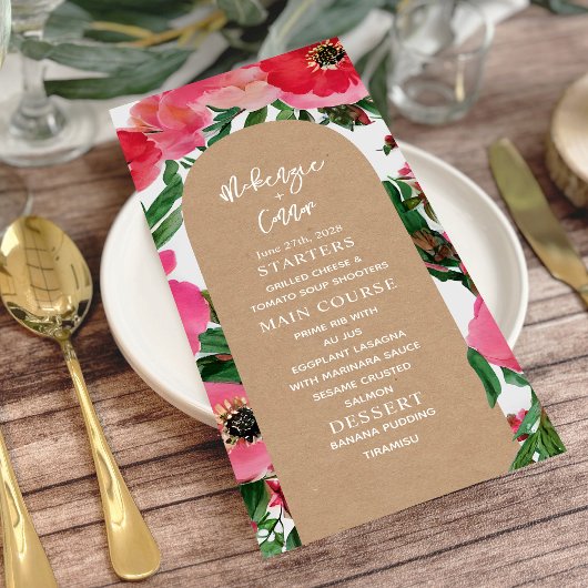 Menu Mariage Cardstock d'anémone aquarelle