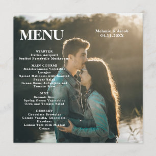 Menu Mariage Carré de photos en couple