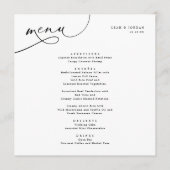 Menu Mariage Carré de typographie élégant (Devant)