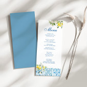 Menu Mariage Carreau Bleu Citron Méditerranéen