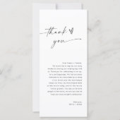 Menu mariage Carte de remerciements, Merci aux inv (Devant)