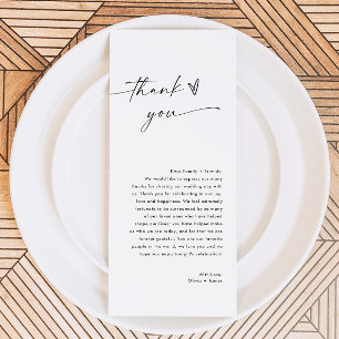 Menu mariage Carte de remerciements, Merci aux inv