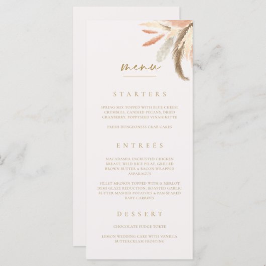 Menu mariage Carte Dîner Déjeuner Brunch C100 (Devant / Derrière)