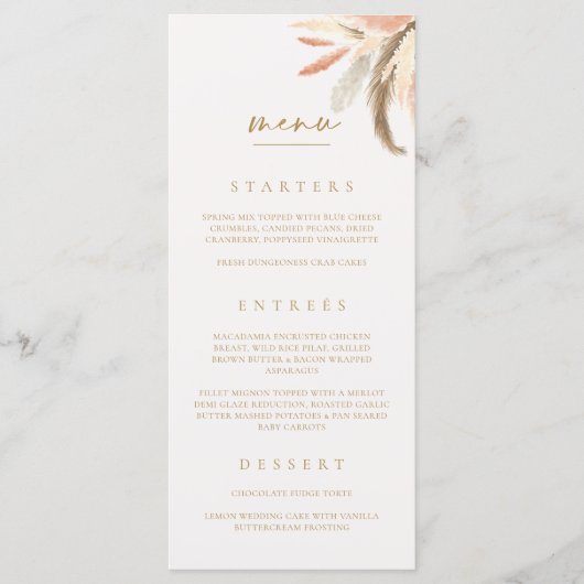 Menu mariage Carte Dîner Déjeuner Brunch C100 (Devant)