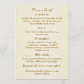 Menu mariage Carte d'invitation avec rose crème bl (Dos)