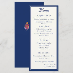 Menu Mariage Catholique Deux Cœurs Bleu Marine