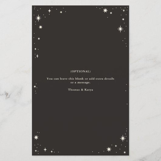 Menu mariage céleste de tarte au boho (Dos)