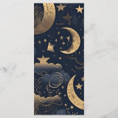 Menu Mariage céleste d'or bleu de minuit (Dos)