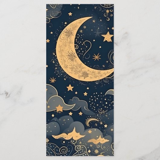 Menu Mariage céleste d'or bleu de minuit (Dos)