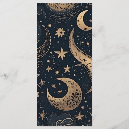 Menu Mariage céleste d'or bleu de minuit (Dos)